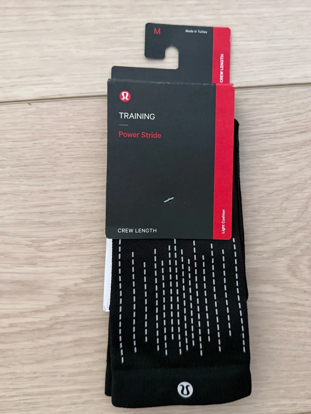 NWT Lululemon Power Stride Crew Socks Size Medium in Black